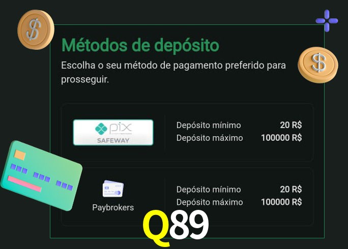 O cassino Q89 oferece uma grande variedade de métodos de pagamento